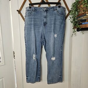 Eloquii Light Blue Distressed Denim Capris
